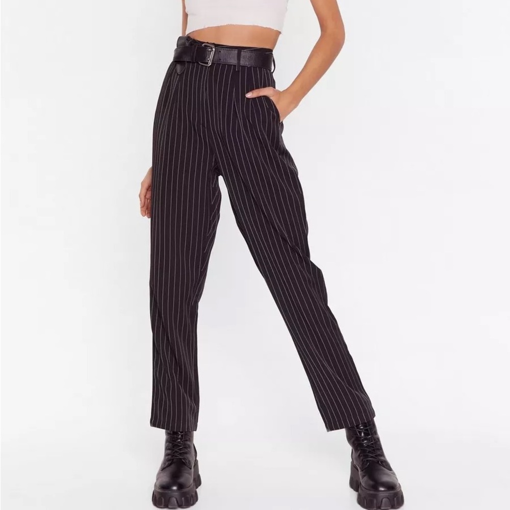 Nasty Gal Black Pinstripe Pants